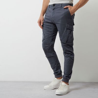 Blue slim fit cargo trousers